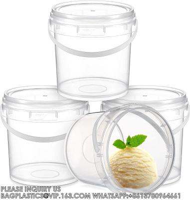China 2L Ice Cream Bucket Reusable Ice Cream Freezer Storage Containers With Lids Transparent Tub For Homemade for sale