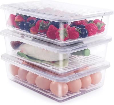 China Food Storage Container, Plastic Food Containers With Removable Drain Plate Lid, Stackable Portable Freezer Storage for sale