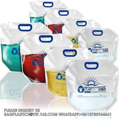China Clear Stand Up Plastic Packaging Bag With Handle Reusable Juice Liquid Nozzle Bag Portable Water Storage Bag for sale