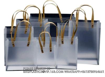 China Clear Luxury PP Handbag With Handle Reusable Custom Logo Plastic Tote Bag For Shopping Packaging Bag for sale
