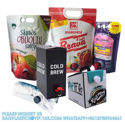 China Custom LOGO 1L 2L 3L 5L 10L Drinks Brew Coffee Liquid Package Bag In Box With Screw Lid Bib Package Bag for sale