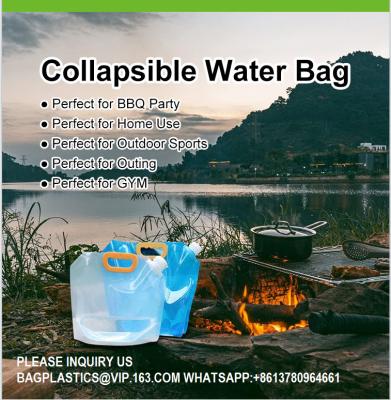 China Bolsa de agua portátil de 5L 10L con válvula de dispensador de plástico para acampar Bolsa de agua al aire libre en venta