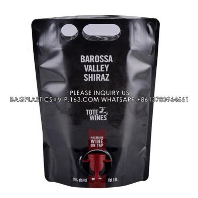 China Custom Stand Up Pouch Bag Liquid 1.5L Wine Pouch Aluminum Foil Stand Up Pouch With Valve Dispenser For Wine for sale