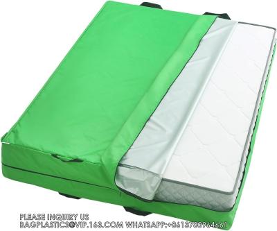 China Bolso de colchón impermeable para mover King Size Reutilizable, Bolso de almacenamiento de colchón con mangos con cremallera Verde pesado en venta
