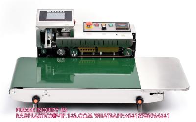 China Plastic Film Bags Heat Sealing Machine Continuous Band Sealer Machine Widen Inkjet Printing en venta