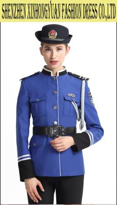 China Lanas femeninas azules del traje el 100% del uniforme del uniforme de la policía/de la mujer de la policía en venta