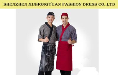 Chine Uniformes uniformes de personnel de cuisine de coton de chef japonais de polyester d'hommes avec le chapeau à vendre