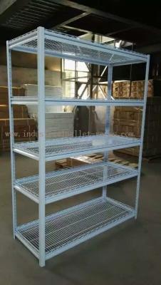 China 5 Multi Level White Light Duty Shelving Slotted - Angle Rack In Wire Mesh Deck for sale