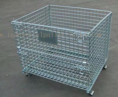 China 6mm Thickness Industrial Pallet Racks Steel Wire Mesh Containers Stackable for sale