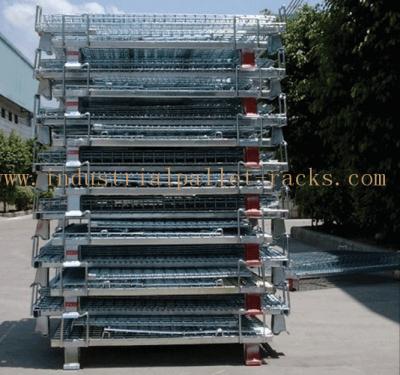 China Zinc Plated Collapsible Wire Mesh Containers Stackable Storage For Space Saving for sale