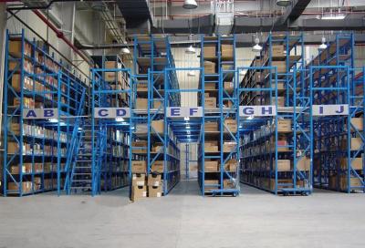China 150KG - 600KG Manual operation mezzanine floors with shelves racks for sale