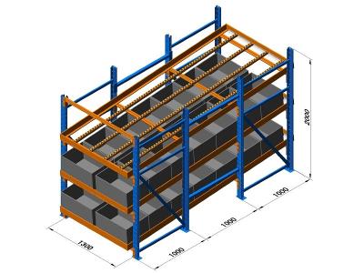 China Carton Live Storage Racking System With Roller Tracks / Lane Dividers Worked for sale