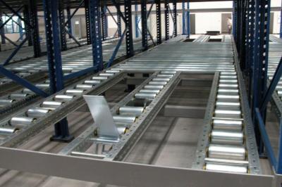 China 1000kg Logistic distribution central gravity flow racks with roller track , customized for sale
