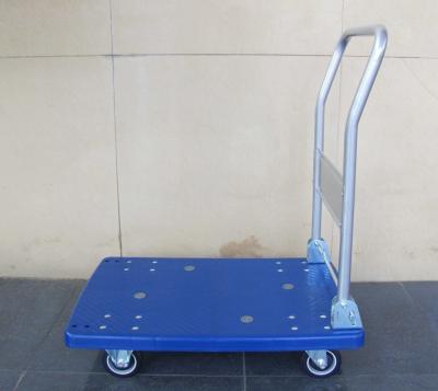 China 300kg Movable plastic platform trolley with blue plastic board , Blue / grey for sale