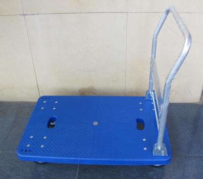 China logistic centra foldable plastic trolley with blue / grey , capacity 150kg for sale