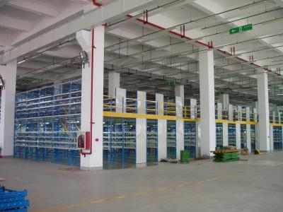 China Two Tier Flooring Industrial Mezzanine Floors Shelving 5m Height with Side Board for sale