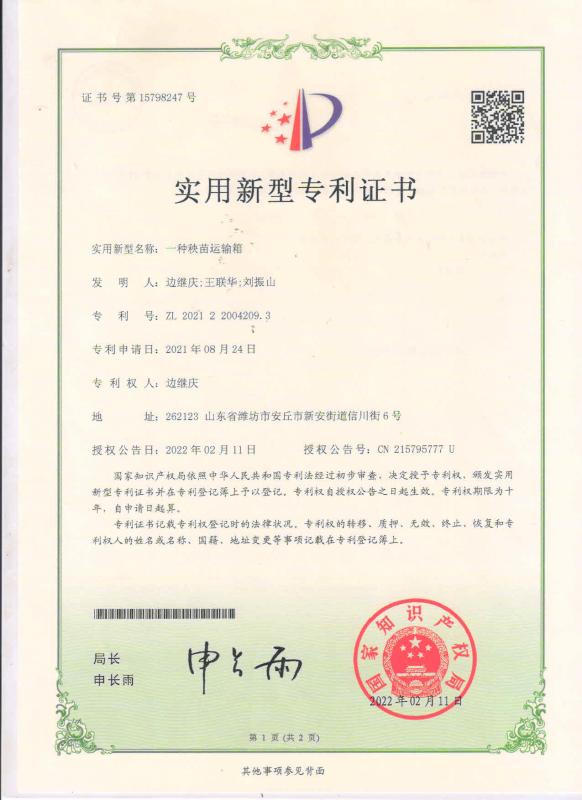 专利证书 - Shandong Corruone New Material Co., Ltd.