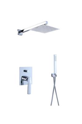 China Single lever concealed in-wall bath or shower mixer with diverter rainshower handshower bath chrome brass tap faucet OEM à venda