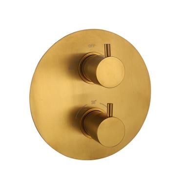 China Brushed Gold Color Brass Bathroom Mixer Tap OEM Round Concealed In Wall for sale