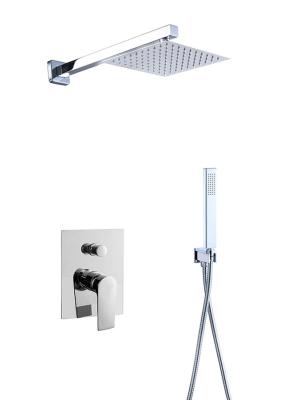 中国 Single lever concealed in-wall 2-way bath or shower mixer diverter rainshower handshower bath chrome brass faucet OEM 販売のため