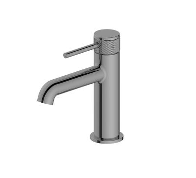 中国 Single Lever Basin Mixer Tap Faucet Bathroom Gun Metal Brass Annular Knurl Handle 販売のため