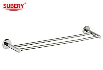 China SUS304 Double Hand Towel Bar Polished Chrome Color OEM Round Design Project Home for sale