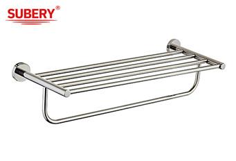 China Polished Chrome Double Round Towel Bar Shelf Sus304 Project Hotel Home for sale