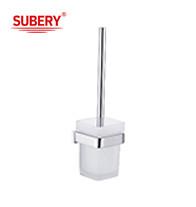 China Brass toilet brush holder glass bathroom high quality chrome color OEM nobel brass mounting piece brass base for sale