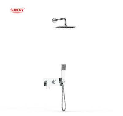 中国 Single Lever Concealed In-Wall Bath Or Shower Mixer With Diverter Rainshower Handshower Bath Matt Black Brass Tap Faucet 販売のため