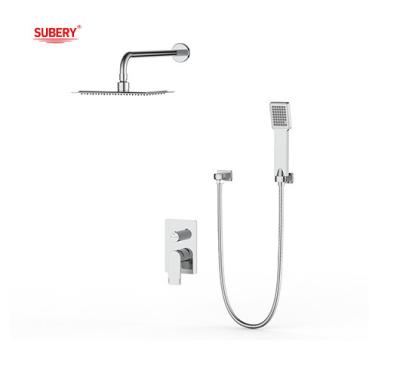 China Single Lever Concealed In-Wall Bath Or Shower Mixer With Diverter Rainshower Handshower Bath Matt Black Brass Tap Faucet for sale