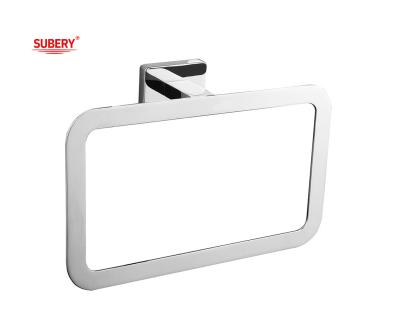 China Zinc Wall Mounted Chrome Towel Ring Holder Classical Rectangle Design Oem Odm for sale