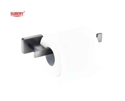 China Zinc Bathroom Single Toilet Roll Paper Holder gun metal Color OEM Zinc Base rectangle Design classical for sale