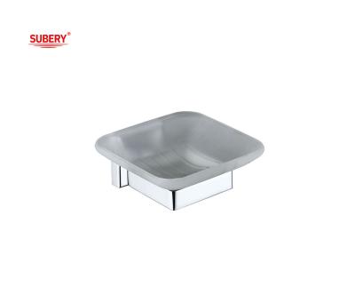China Brass soap dish holder glass bathroom high quality chrome color OEM brass base square design for sale