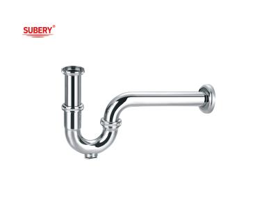 China Brass lavatory wash basin drainage bottle trap siphon bathroom p-trap pipe for wash basin chrome OEM for sale