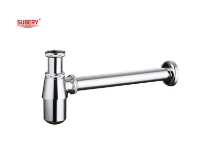 China Brass bottle trap lavatory basin drainage siphon bathroom p-trap pipe for wash basin chrome OEM for sale