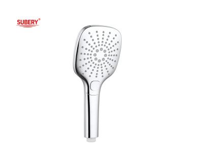 China Chrome Column Hand Shower Faucet ABS Plastic 3 Function Round Easy Cleaning OEM for sale
