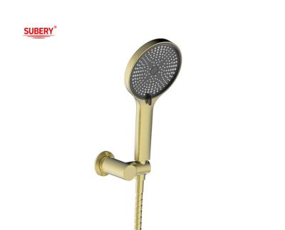 China Brushed Golden Hand Showers Liquid Silicon Nozzle Round Easy Cleaning OEM for sale