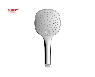 China ABS 3 función ducha de manos ducha de mano para la columna de ducha de baño de silicona de Chrome boquilla fácil de limpiar OEM en venta