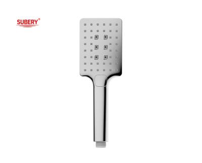 Cina ABS 3 funzione doccia a mani doccia a mano per doccia colonna bagno cromo ugello di silicio quadrato facile pulizia OEM in vendita
