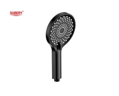 China ABS 3 function handshower hand shower for shower column black bathroom new liquid silicon nozzle round easy clean OEM for sale