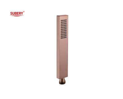China Brass microphone handshower hand shower for shower column rose golden bathroom silicon nozzle easy clean square OEM for sale