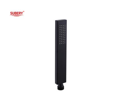 China Microfone de latão chuveiro de mão chuveiro para coluna de chuveiro preto mate do banheiro bico de silício fácil limpo quadrado OEM à venda