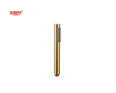 China Brass microphone handshower hand shower for shower column brushed golden bathroom silicon nozzle easy cleaning round OEM for sale