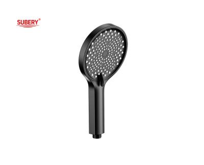 China ABS plástico de 3 funciones ducha de manos columna de ducha de mano baño negro nueva boquilla de silicio líquido redonda fácil de limpiar OEM en venta