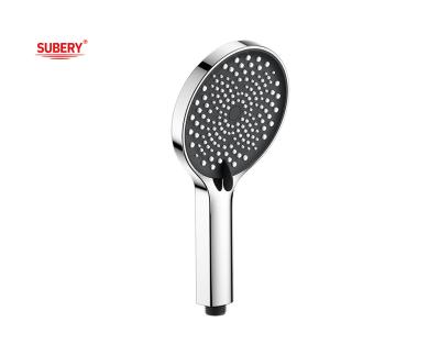 China ABS plástico de 3 funciones ducha de manos columna de ducha de cromo baño nueva boquilla de silicio líquido redonda fácil de limpiar OEM en venta