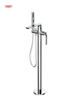 China Brass Chrome Freestanding Bathtub Faucets Single Lever Wall Mounted for sale