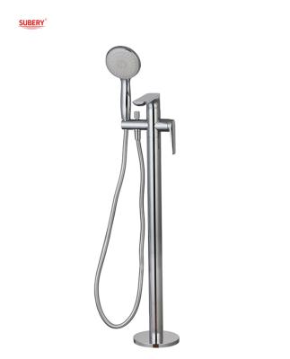 China Modern Single Lever Chrome Brass Freestanding Bathtub Faucets OEM Floor Mounted for sale