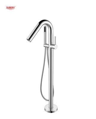 China Floor Mounted Freestanding Bathtub Faucets Rose Golden Brass Chrome for sale