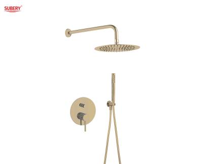 China Brushed Golden Classical Rain Shower With Handle Concealed In Wall for sale
