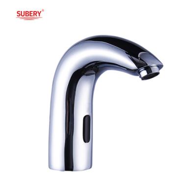 China Heavy Solid Brass Hot Cold Automatic Water Mixer Swan Neck Touchless Infrared Sensor Faucet à venda